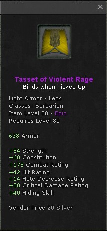 Legs: Tasset of Violent Rage