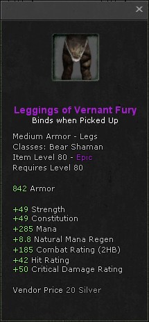 Legs: Leggings of Vernant Fury