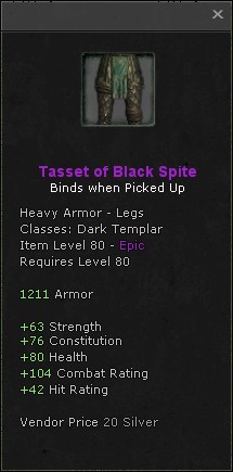 Legs: Tasset of Black Spite