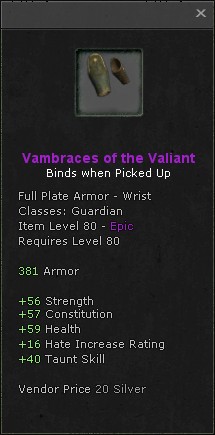 Wrists: Vambraces of the Valiant