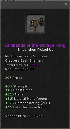 Shoulders: Armbands of the Savage Fang