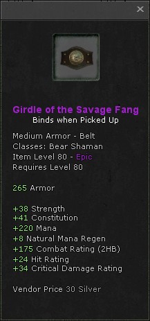 Belt: Girdle of the Savage Fang