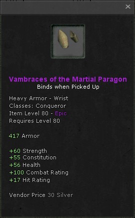 Wrists: Vambraces of the Martial Paragon