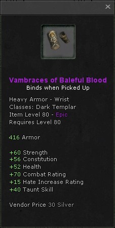 Wrists: Vambraces of Baleful Blood