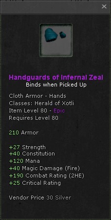 Hands: Handguards of Infernal Zeal