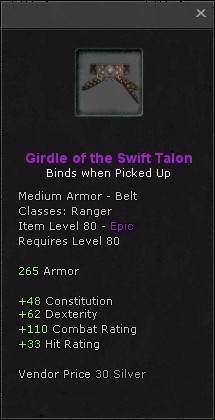 Belt: Girdle of the Swift Talon