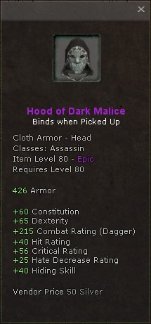 Head: Hood of Dark Malice