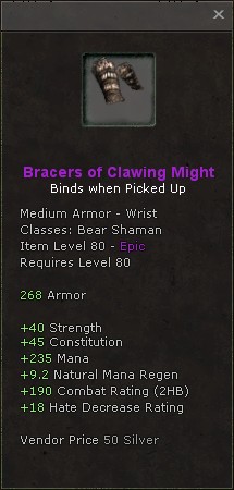 Wrists: Bracers of Clawing Might