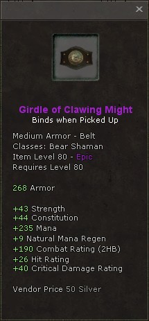 Belt: Girdle of Clawing Might