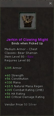 Chest: Jerkin of Clawing Might