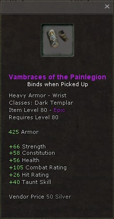 Wrists: Vambraces of the Painlegion