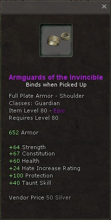 Shoulders: Armguards of the Invincible