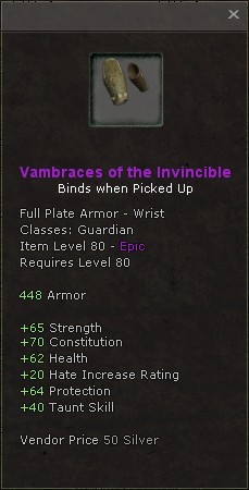 Wrists: Vambraces of the Invincible